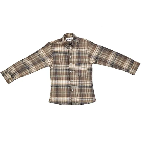 Brown_Premium_Checkered_Flannel_Long_Sleeve_Shirts_For_Kids