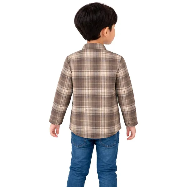 Brown_Premium_Checkered_Flannel_Long_Sleeve_Shirts_For_Kids