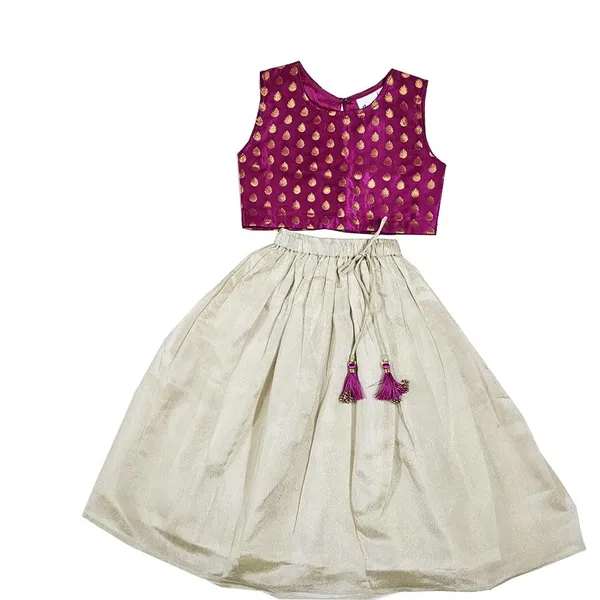 Magenta_Premium_Back_Bow_Lehenga_Choli_For_Kids