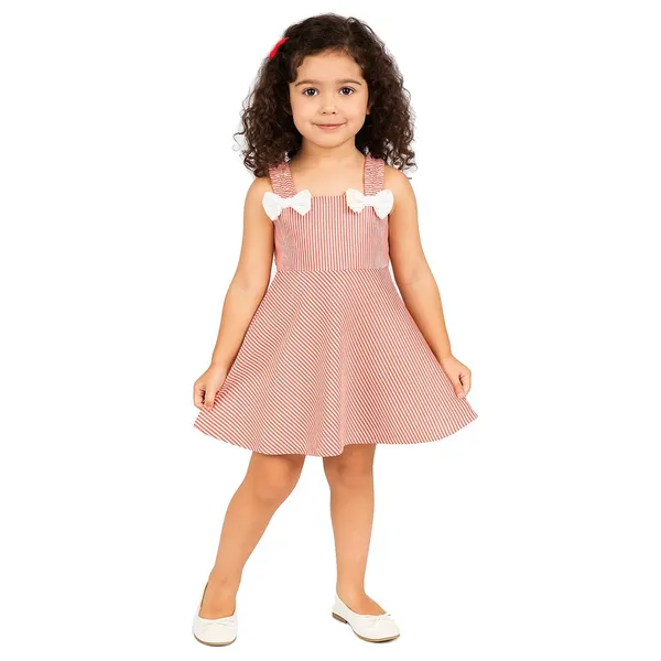 Red_Premium_Checkered_Stripes_Fit_And_Flare_Knee_Length_Dress_For_Kids