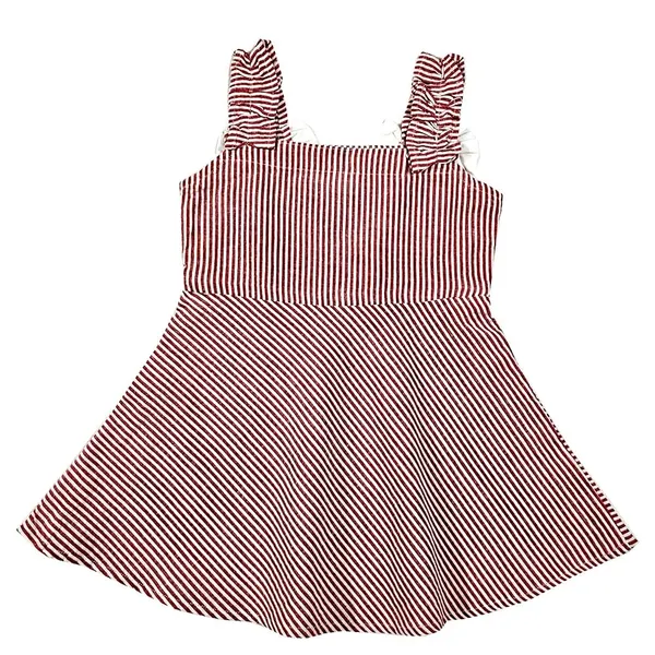 Red_Premium_Checkered_Stripes_Fit_And_Flare_Knee_Length_Dress_For_Kids