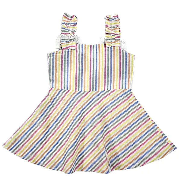 Multicolor_Premium_Checkered_Stripes_Fit_And_Flare_Knee_Length_Dress_For_Kids