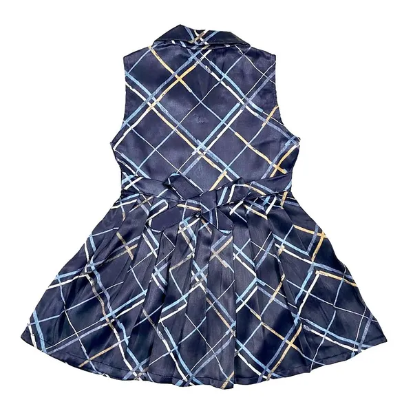 Blue_Abstract_Print_Knee_Length_Fit_And_Flare_Sleeveless_Collar_Dress_For_Kids