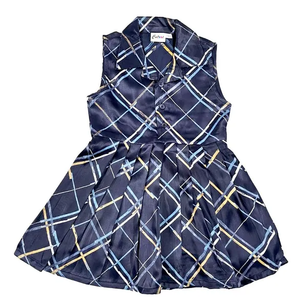 Blue_Abstract_Print_Knee_Length_Fit_And_Flare_Sleeveless_Collar_Dress_For_Kids