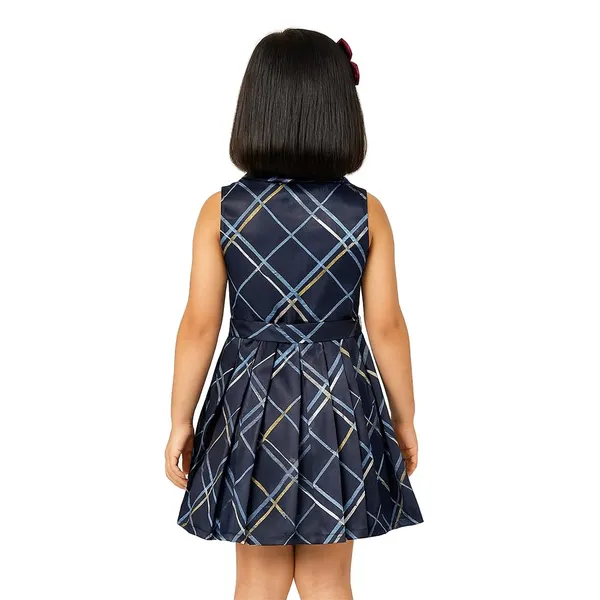 Blue_Abstract_Print_Knee_Length_Fit_And_Flare_Sleeveless_Collar_Dress_For_Kids