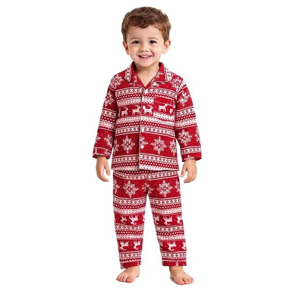 Red_Premium_Christmas_Print_Velvet_Full_Sleeves_Night_Suit_For_Kids
