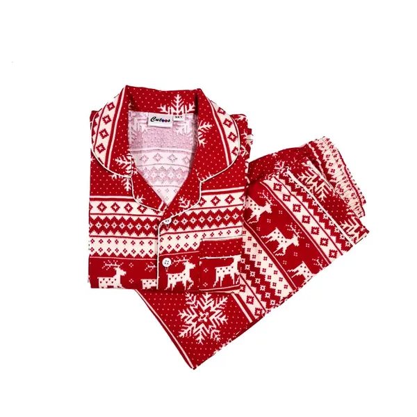 Red_Premium_Christmas_Print_Velvet_Full_Sleeves_Night_Suit_For_Kids