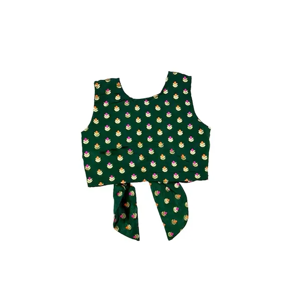 Green_Premium_Chanderi_Lehenga_Choli_For_Kids