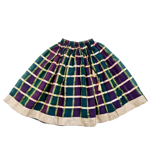 Green_Premium_Chanderi_Lehenga_Choli_For_Kids