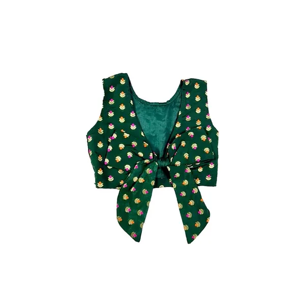 Green_Premium_Chanderi_Lehenga_Choli_For_Kids