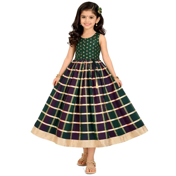 Green_Premium_Chanderi_Lehenga_Choli_For_Kids