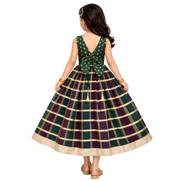 Green_Premium_Chanderi_Lehenga_Choli_For_Kids