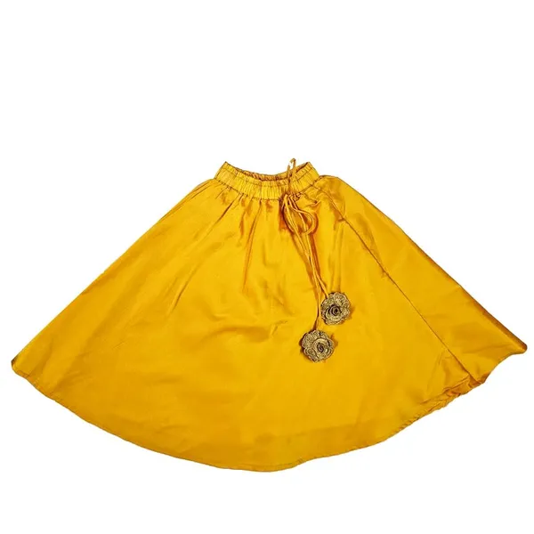 Mustard_Premium_Brocade_Crop_Top_With_Lehenga_For_Kids