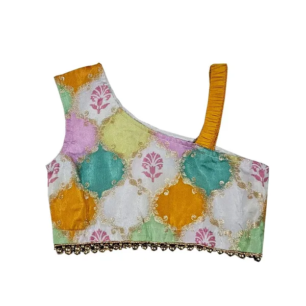 Mustard_Premium_Brocade_Crop_Top_With_Lehenga_For_Kids