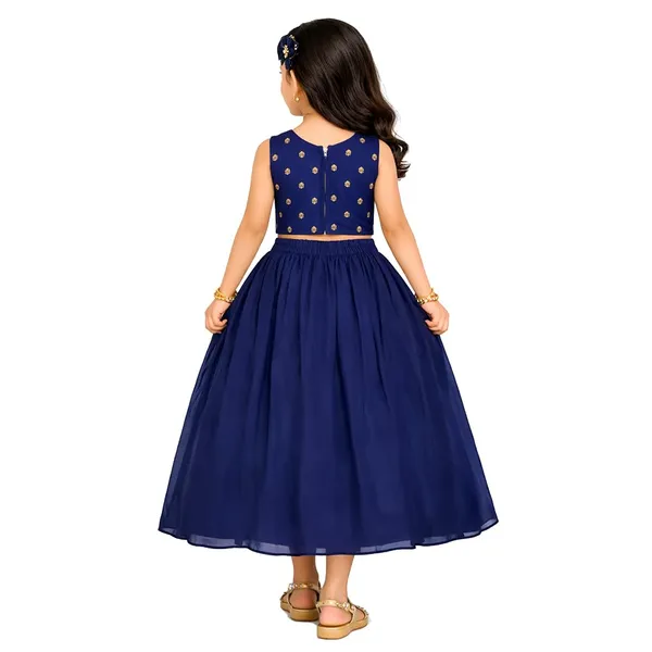 Blue_Banarasi_Choli_With_Lehenga_For_Girls