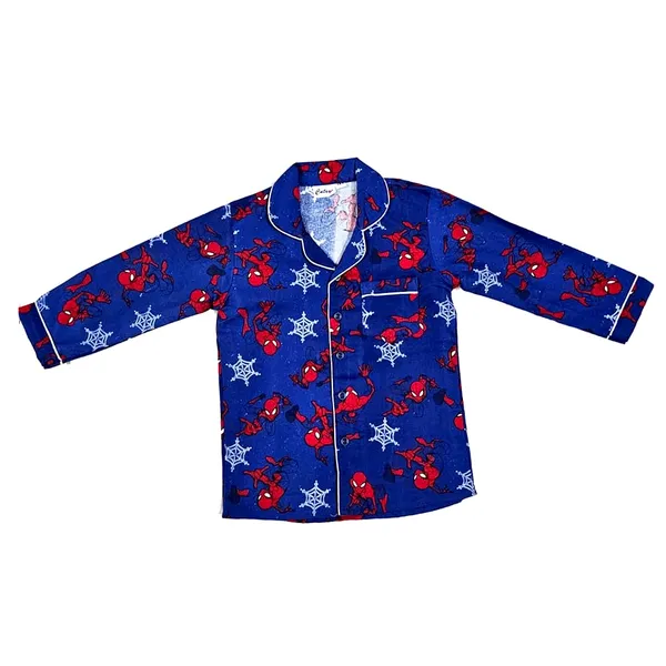 Spider_Man_Print_Cotton_Flannel_Long_Sleeve_Night_Suit_For_Kids