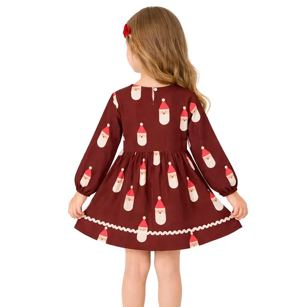 Maroon_Premium_Twill_Check_Flannel_Winter_Fit_And_Flare_Dress_For_Kids