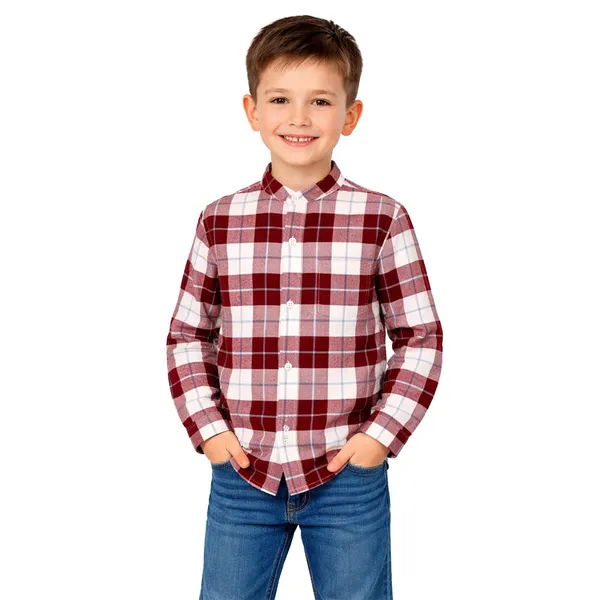 Dark_Brown_Premium_Checkered_Flannel_Long_Sleeve_Shirts_For_Kids