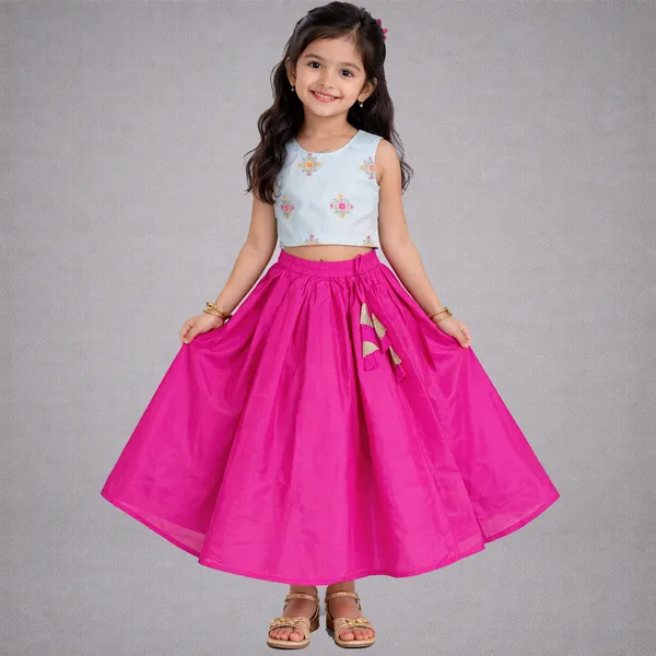 Magenta_Premium_Banarasi_Choli_With_Lehenga_Baby_Girl_For_Kids