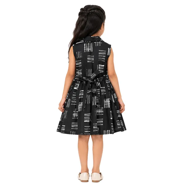 Black_Premium_Printed_Knee_Length_Fit_And_Flare_Sleeveless_Collar_Dress_For_Kids