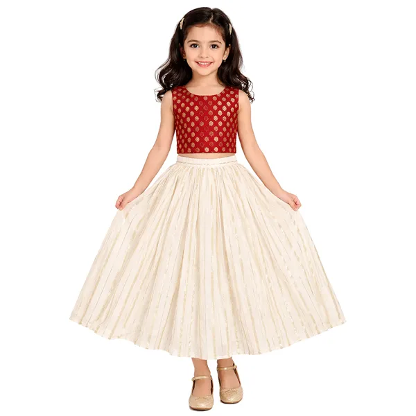 Maroon_Premium_Stripes_Readymade_Lehenga_Choli_Set_For_Kids
