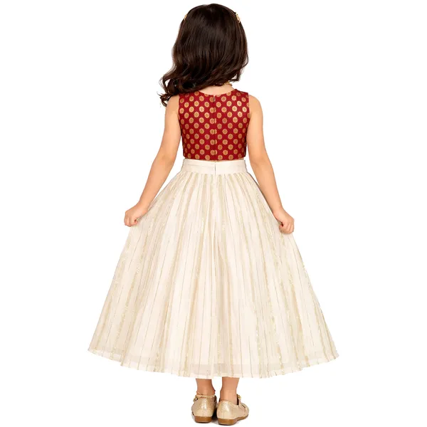 Maroon_Premium_Stripes_Readymade_Lehenga_Choli_Set_For_Kids