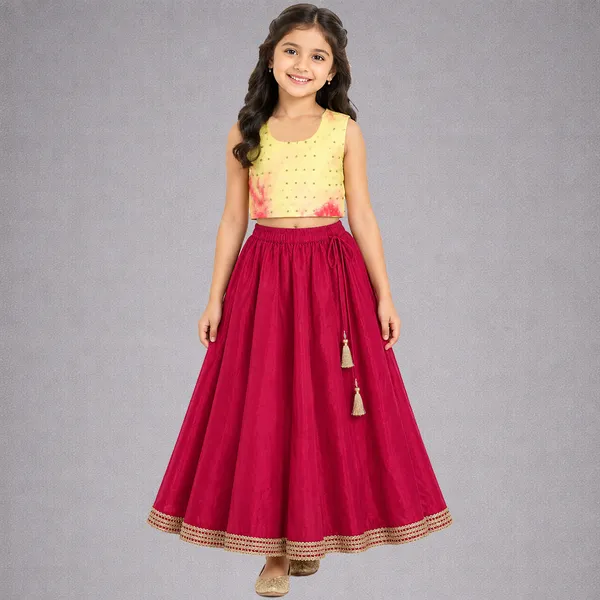 Elegant_Red_Lehenga_Set_for_Girls_with_Yellow_Embellished_Top