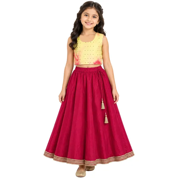 Elegant_Red_Lehenga_Set_for_Girls_with_Yellow_Embellished_Top