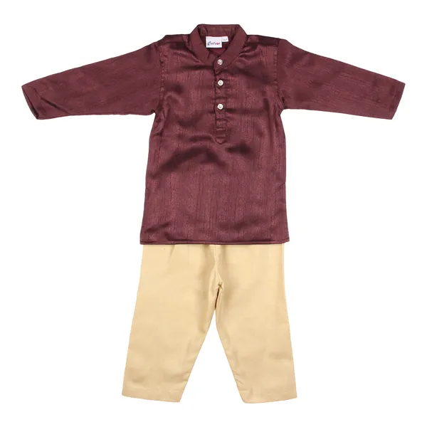 Brown_Premium_Cotton_Kurta_Pajama_Set_For_Kids