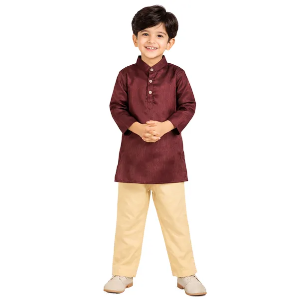 Brown_Premium_Cotton_Kurta_Pajama_Set_For_Kids
