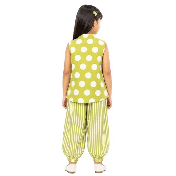 Green_Polka_Dot_Kurta_&_Striped_Dhoti_Pants_Set