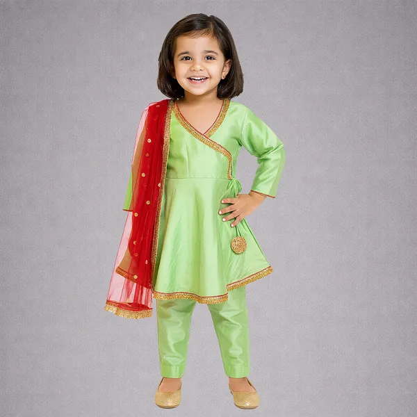 Green_Premium_Silk_Anarkali_Suit_For_Kids