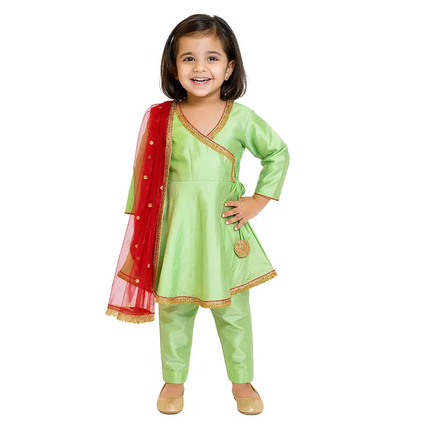 Green_Premium_Silk_Anarkali_Suit_For_Kids