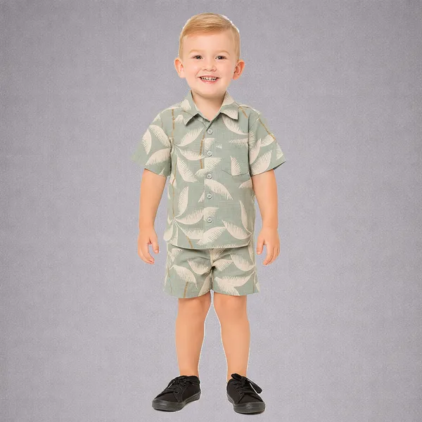 Green_Tree_Half_Sleeves_Shirt_And_Shorts_Set_For_Kids