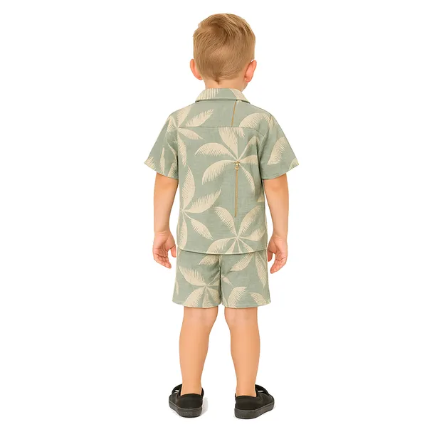 Green_Tree_Half_Sleeves_Shirt_And_Shorts_Set_For_Kids