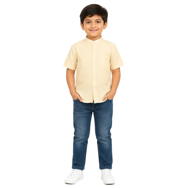 Lemon_Half_Sleeves_Lenin_Blend_Shirts_For_Kids