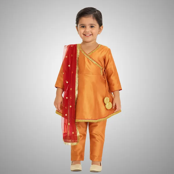 Peach_Premium_Silk_Anarkali_Suit_For_Kids