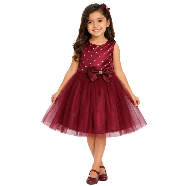 Maroon_Mirror_Work_Net_Birthday_Dress_For_Kids