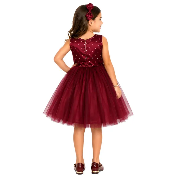 Maroon_Mirror_Work_Net_Birthday_Dress_For_Kids
