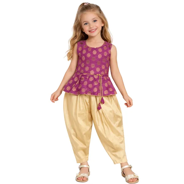 Mauve_Premium_Peplum_Dhoti_Set_For_Kids