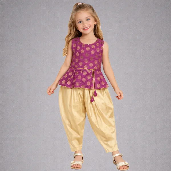 Mauve_Premium_Peplum_Dhoti_Set_For_Kids