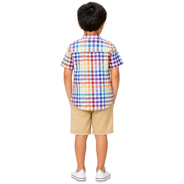 Multicolor_Checkered_Half_Sleeves_Cotton_Shirts_For_Kids