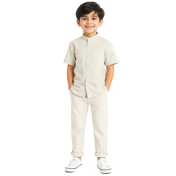 OFF_White_Half_Sleeves_Lenin_Shirts_For_Kids