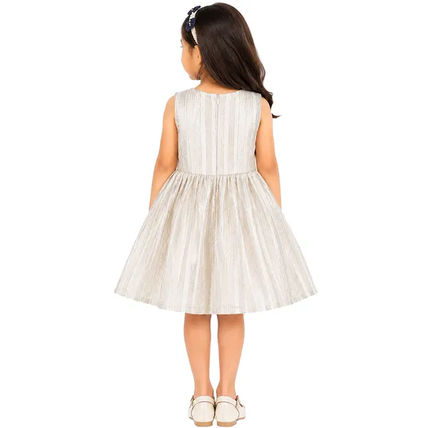 White_Lurex_Sleeveless_Fit_&_Flare__Party_Dress_with_Floral_Waist_Appliqu√©