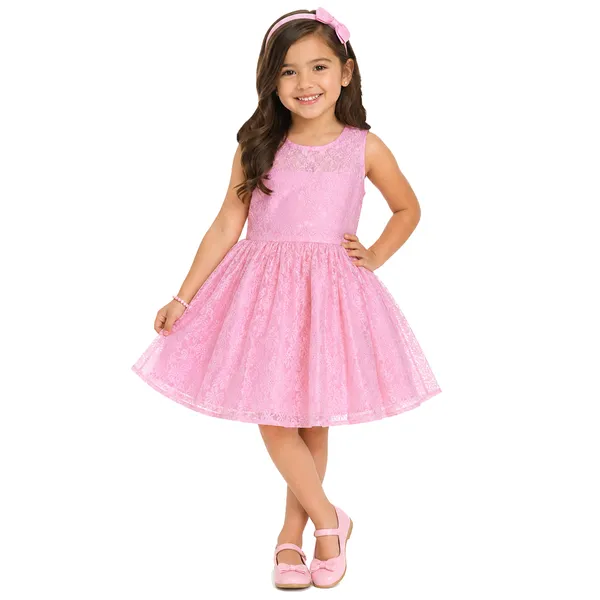 Pink_Premium_Back_Bow_Fit_&_Flare_Lace_Dress_For_Kids