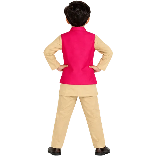 Pink_Silk_Kurta_Pajama_Jacket_Set_For_Kids