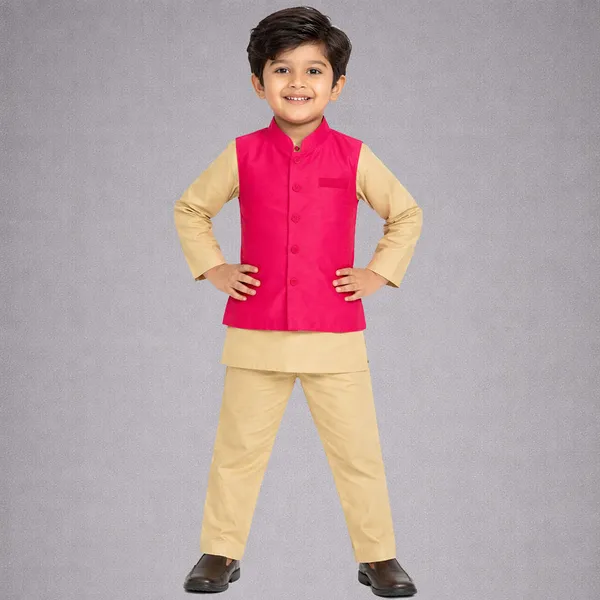 Pink_Silk_Kurta_Pajama_Jacket_Set_For_Kids
