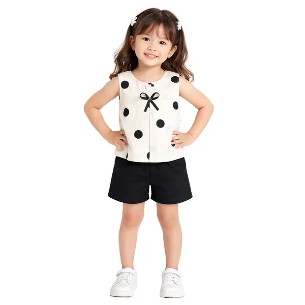 Polka_Dot_Linen_Sleeveless_Shorts_Set_for_Girls