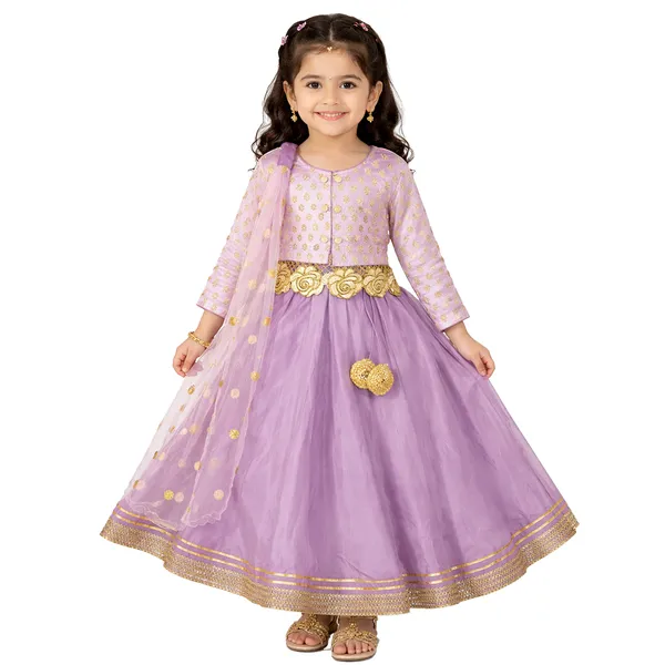 Purple_Premium_Banarsi_Lehenga_Choli_Set_For_Kids