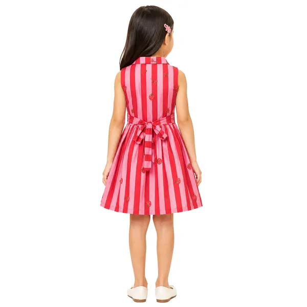 Strawberry_Print_Red_Fit_And_Flare_Collar_Dress_For_Kids